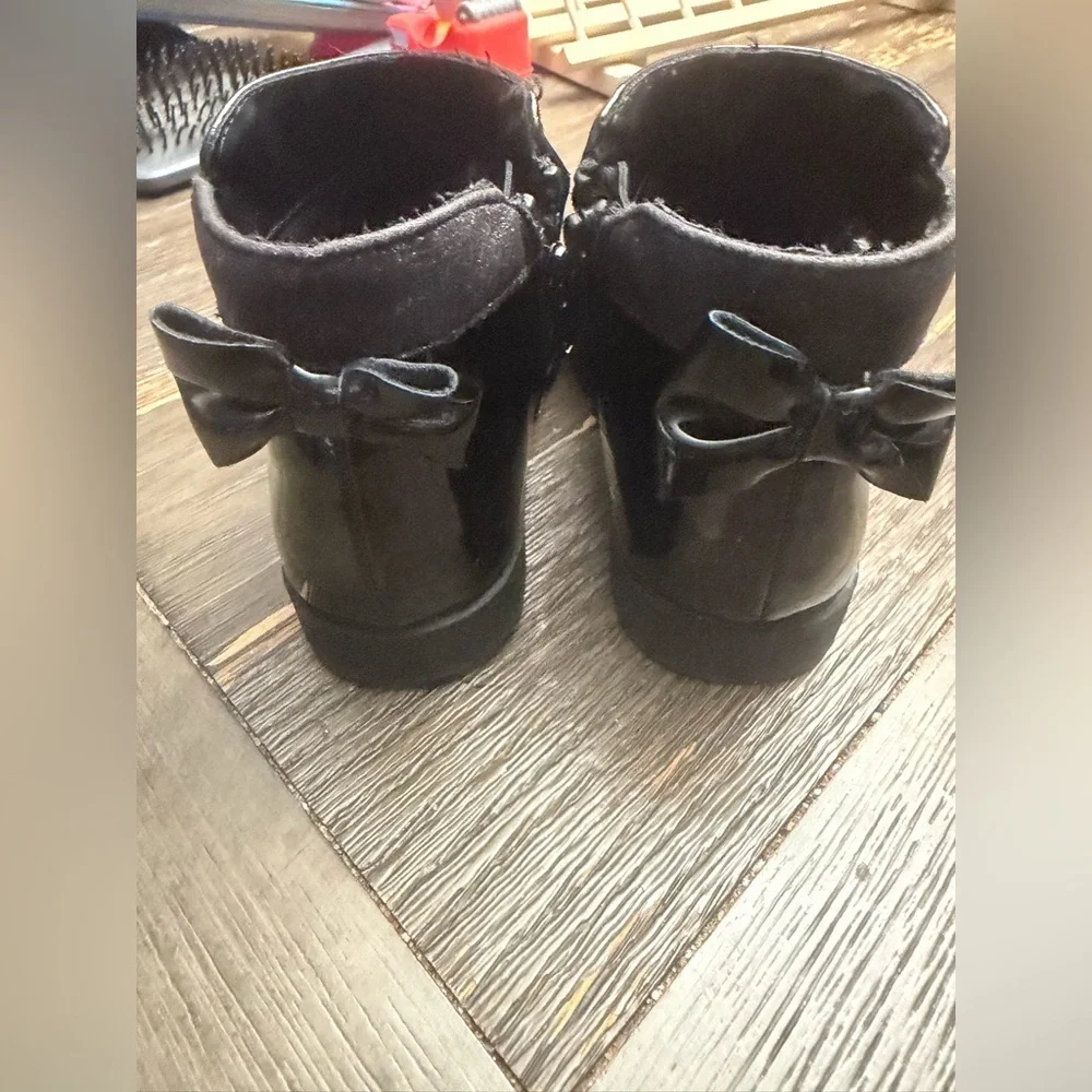The Children Place Toddler Girls Glitter Bow Booties - Black size 10